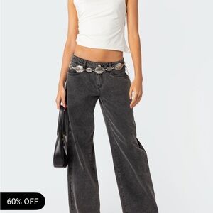 XS Edikted Charcoal Wide-Leg Jeans New With Tags